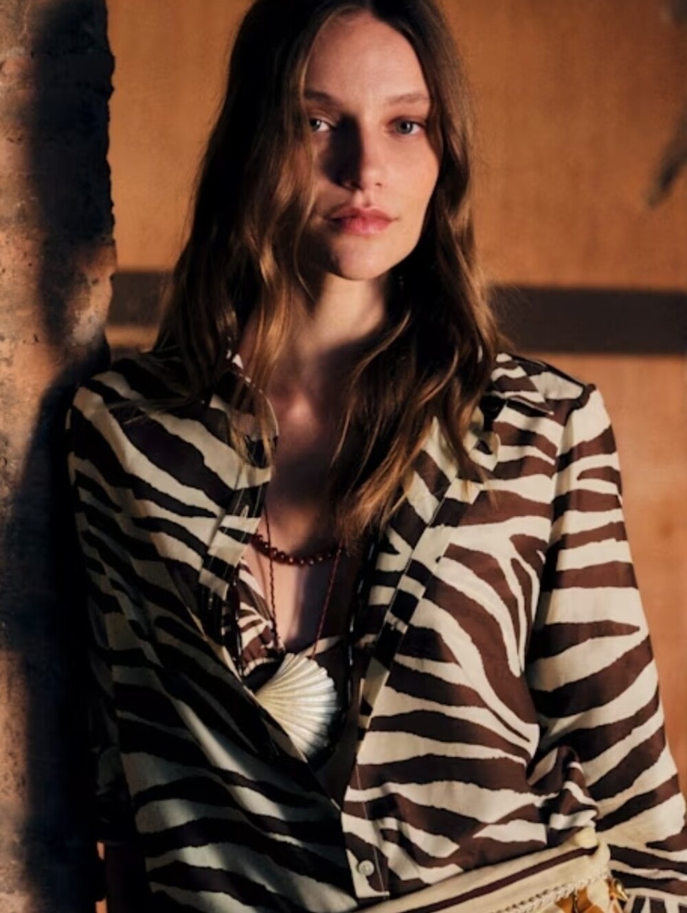 Sezane Ramie Pierro Shirt Zebra EU Size 36/ US Size 6 (FLAW)